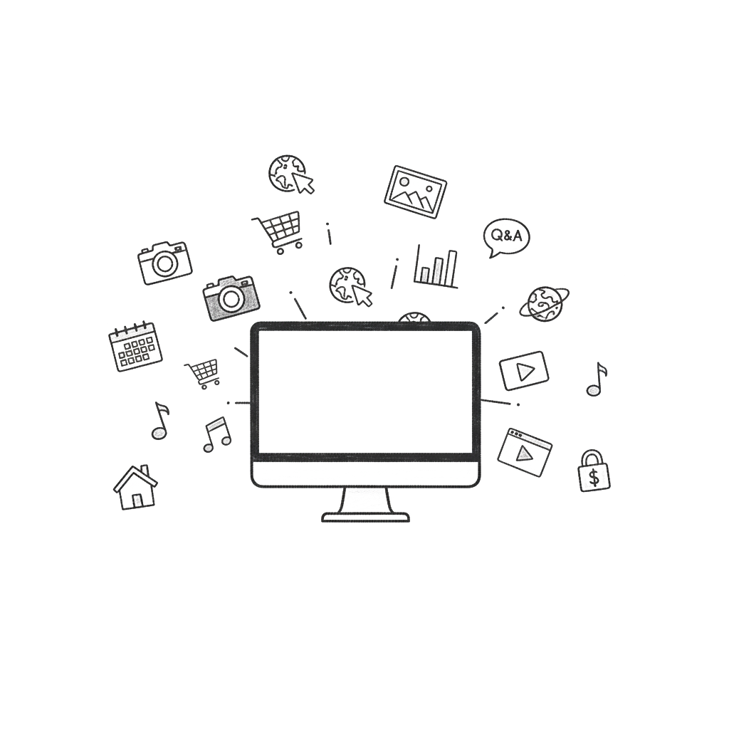 パソコンから色々なアイコンが飛び出す